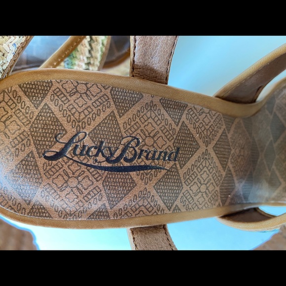 Lucky Brand Cork Wedge Multicolor Stitch Weave - Picture 7 of 8